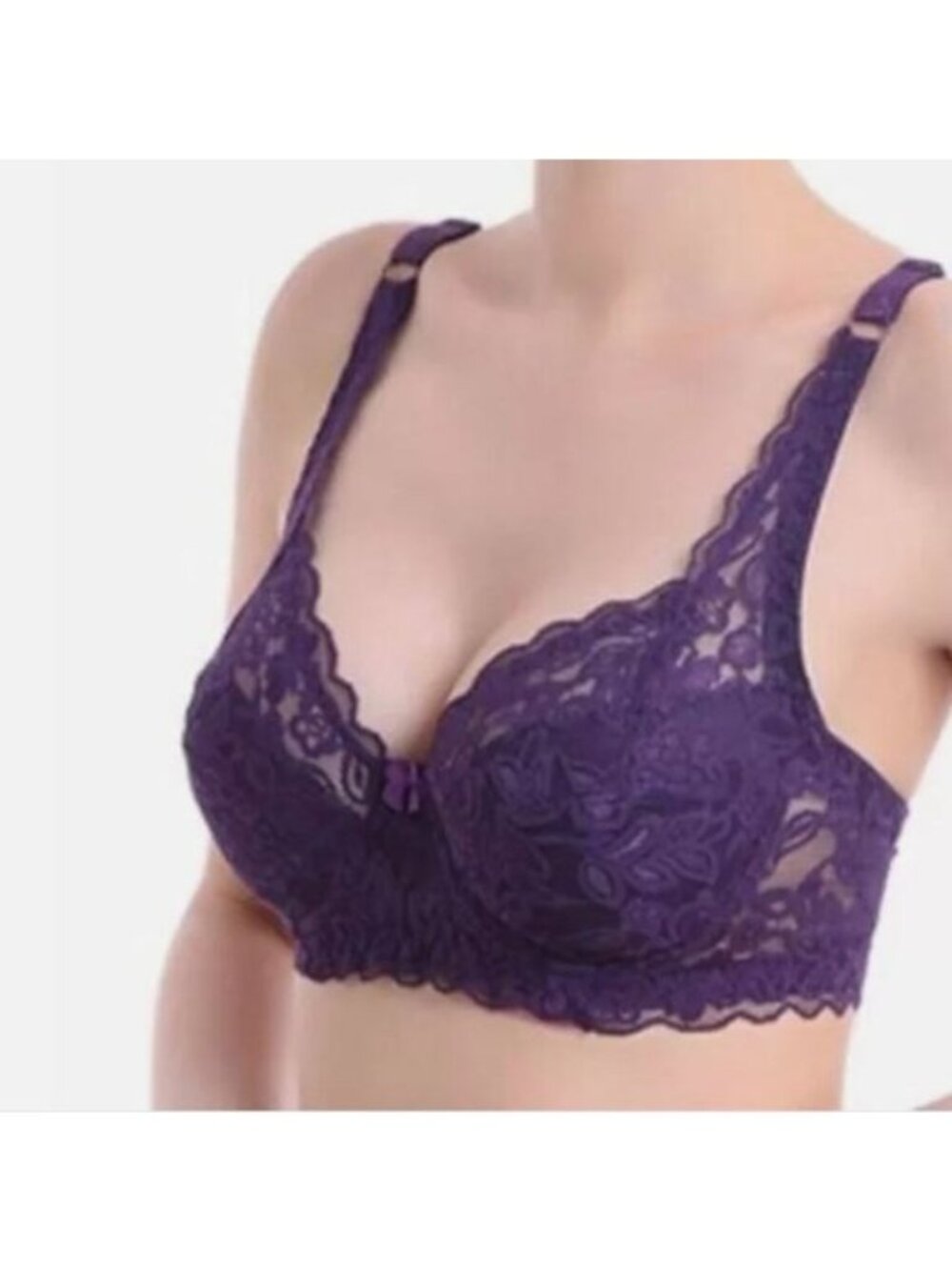 GYCL Ultrathin Underwire Push Up 3/4 Lace Bra, Purple, Size XL  40B